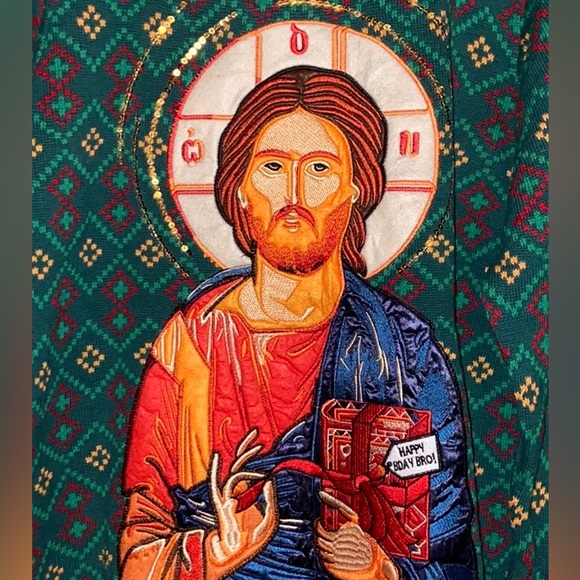 Christmas 🎄 Sweater "HAPPY BDAY BRO" Jesus with Present 🎁 Size XXL - Picture 1 of 5